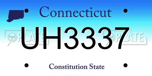UH3337 Connecticut License Plate