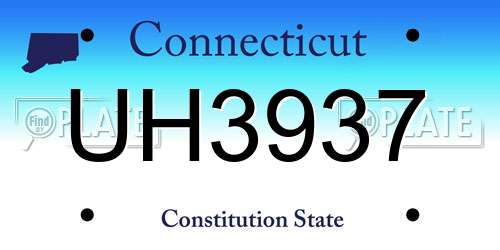 UH3937 Connecticut License Plate