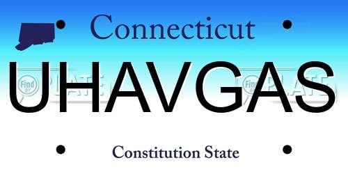 UHAVGAS Connecticut License Plate
