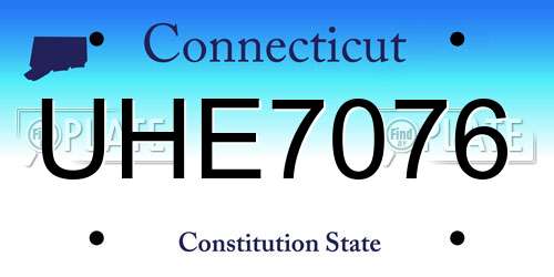 UHE7076 Connecticut License Plate