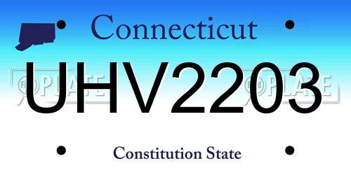 UHV2203 Connecticut License Plate