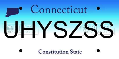 UHYSZSS Connecticut License Plate