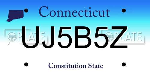 UJ5B5Z Connecticut License Plate