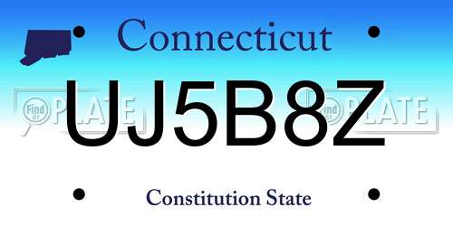 UJ5B8Z Connecticut License Plate