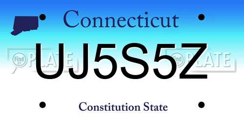 UJ5S5Z Connecticut License Plate