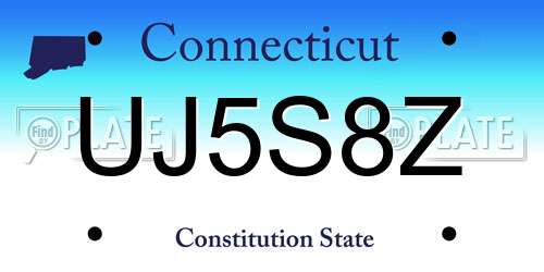 UJ5S8Z Connecticut License Plate