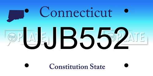 UJB552 Connecticut License Plate