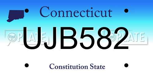 UJB582 Connecticut License Plate