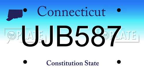 UJB587 Connecticut License Plate