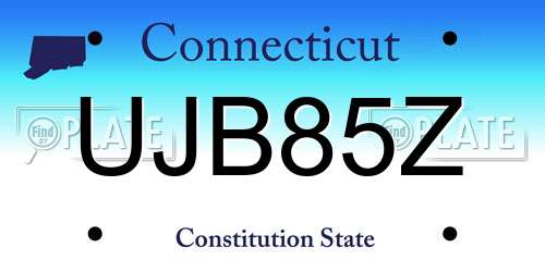 UJB85Z Connecticut License Plate