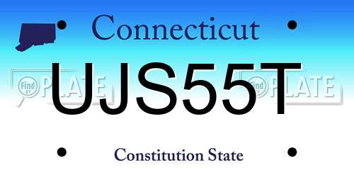 UJS55T Connecticut License Plate