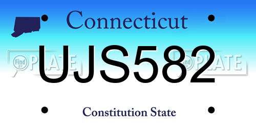 UJS582 Connecticut License Plate