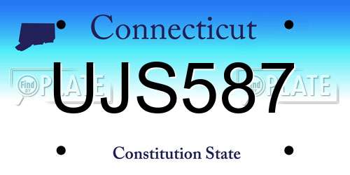 UJS587 Connecticut License Plate