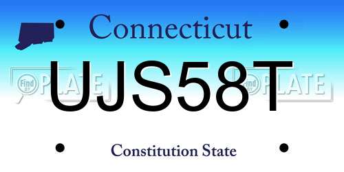 UJS58T Connecticut License Plate