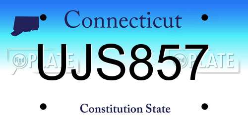 UJS857 Connecticut License Plate