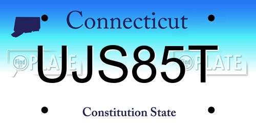 UJS85T Connecticut License Plate