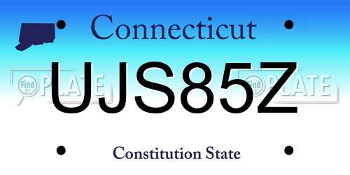 UJS85Z Connecticut License Plate
