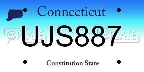 UJS887 Connecticut License Plate