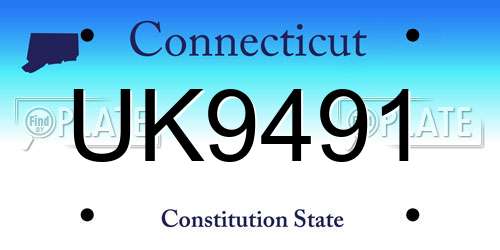 UK9491 Connecticut License Plate