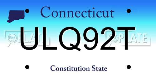 ULQ92T Connecticut License Plate