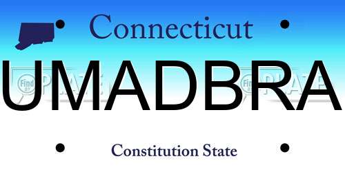 UMADBRA Connecticut License Plate