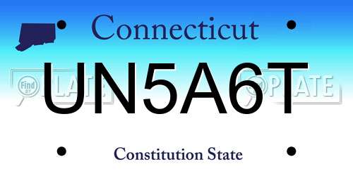 UN5A6T Connecticut License Plate