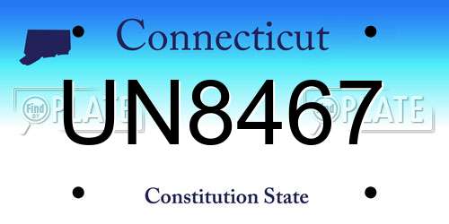 UN8467 Connecticut License Plate