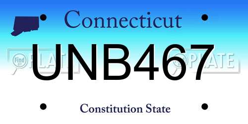 UNB467 Connecticut License Plate