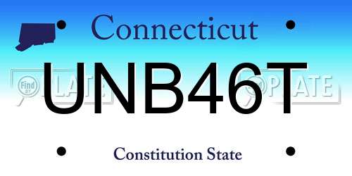 UNB46T Connecticut License Plate