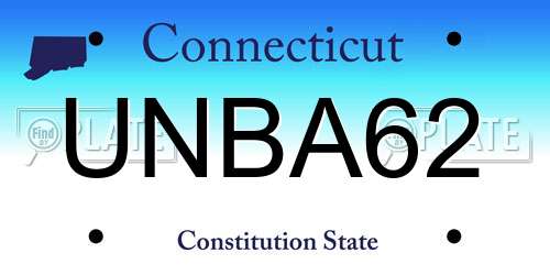 UNBA62 Connecticut License Plate