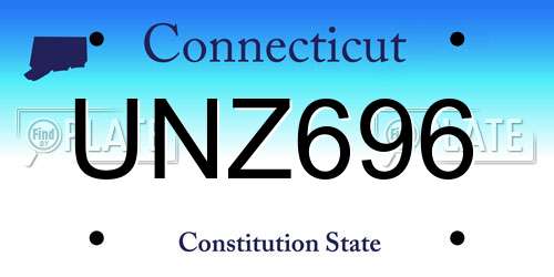 UNZ696 Connecticut License Plate