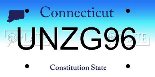 UNZG96 Connecticut License Plate