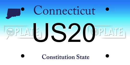 US20 Connecticut License Plate