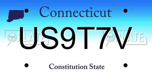 US9T7V Connecticut License Plate