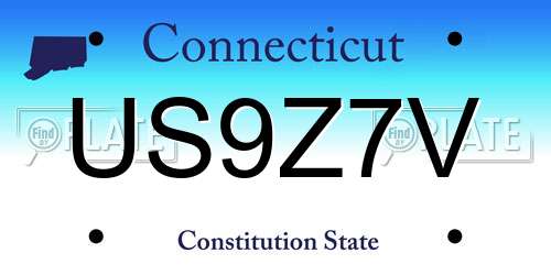 US9Z7V Connecticut License Plate