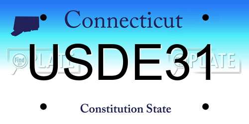 USDE31 Connecticut License Plate