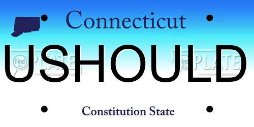 USHOULD Connecticut License Plate
