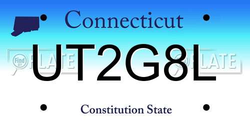 UT2G8L Connecticut License Plate