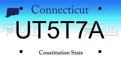 UT5T7A Connecticut License Plate