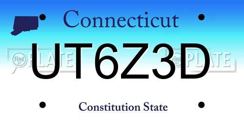 UT6Z3D Connecticut License Plate