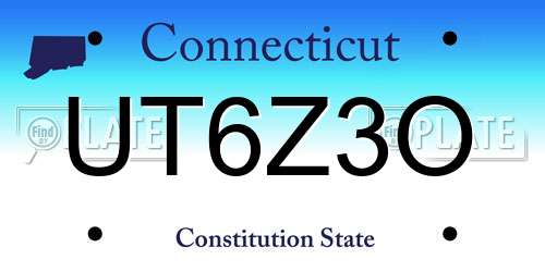 UT6Z3O Connecticut License Plate