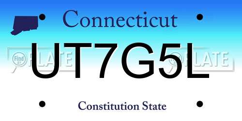 UT7G5L Connecticut License Plate