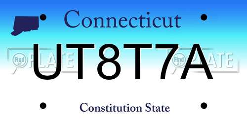 UT8T7A Connecticut License Plate