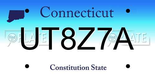 UT8Z7A Connecticut License Plate