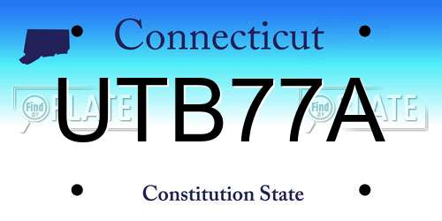 UTB77A Connecticut License Plate