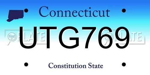 UTG769 Connecticut License Plate