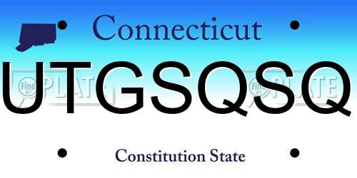 UTGSQSQ Connecticut License Plate