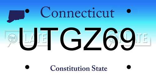 UTGZ69 Connecticut License Plate