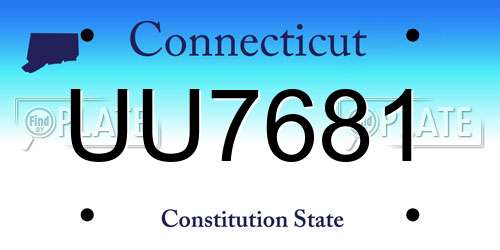 UU7681 Connecticut License Plate