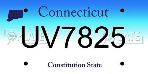 UV7825 Connecticut License Plate